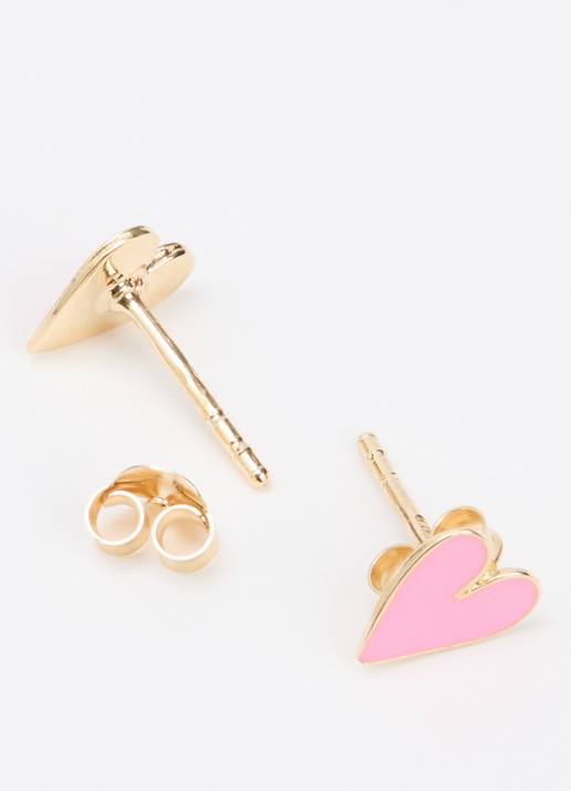 Bibi Camille Meisjes Mini Heart oorknopjes verguld in de kleur Roze, maat: OS