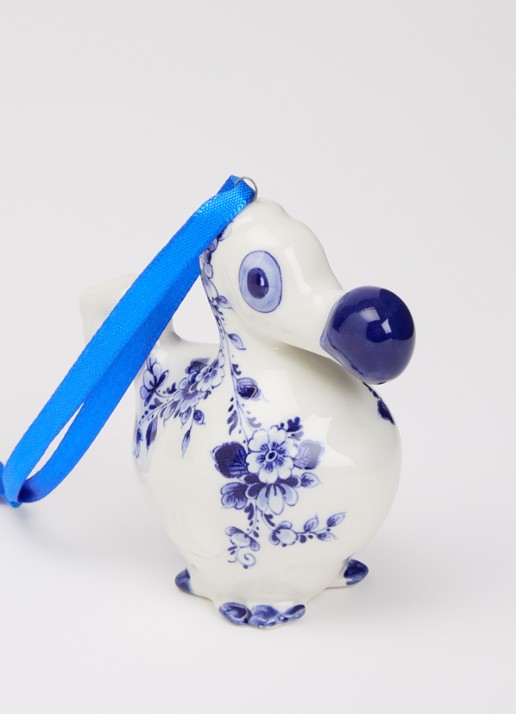 Heinen Delfts Blauw Dodo kersthanger 8 cm Gebroken wit - Deal