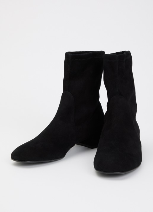 Stuart Weitzman Dames Bacari enkellaarsje van suède in de kleur Zwart, maat: 38