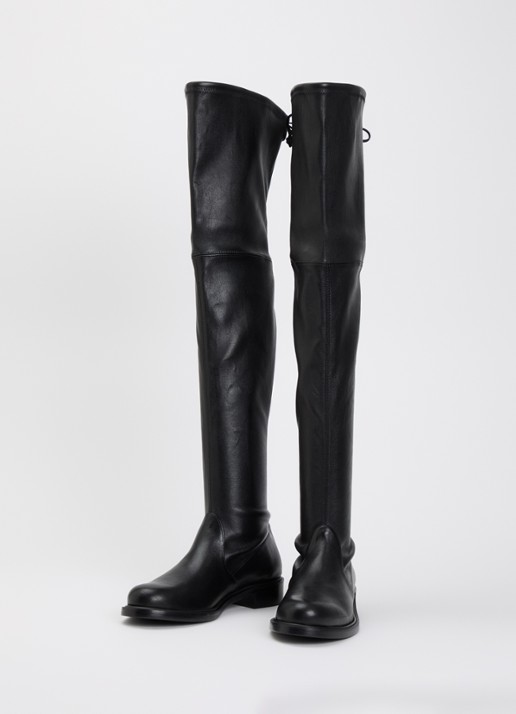 Stuart Weitzman Dames Giseleland overknee laars van leer in de kleur Zwart, maat: 38