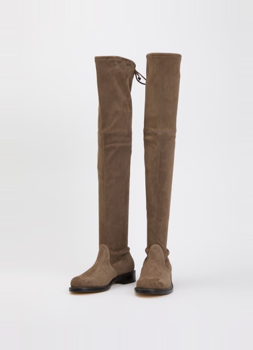 Stuart Weitzman Dames Giseleland overknee laars van suède in de kleur Lichtbruin, maat: 37