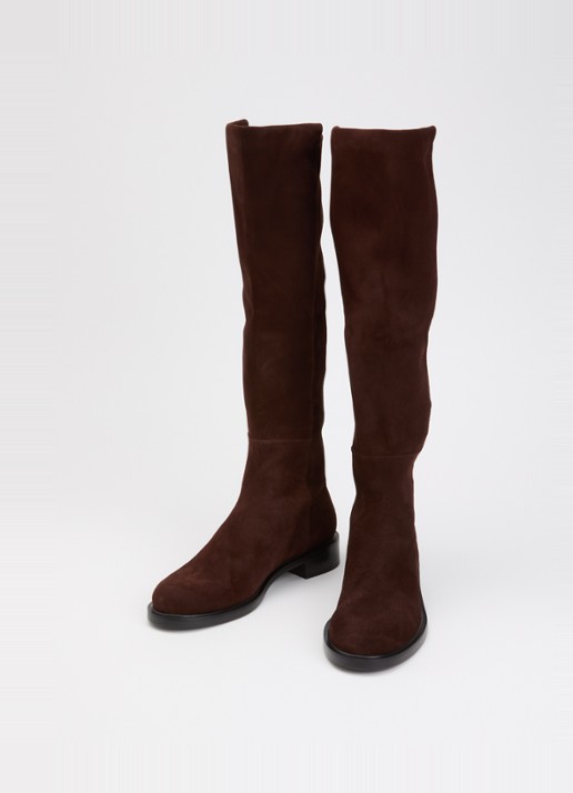 Stuart Weitzman Dames 5050 Gisele laars van suède in de kleur Kastanjebruin, maat: 39