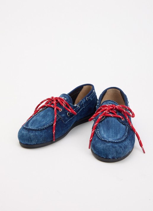 Posa Dames Bootschoen van denim in de kleur Indigo, maat: 41