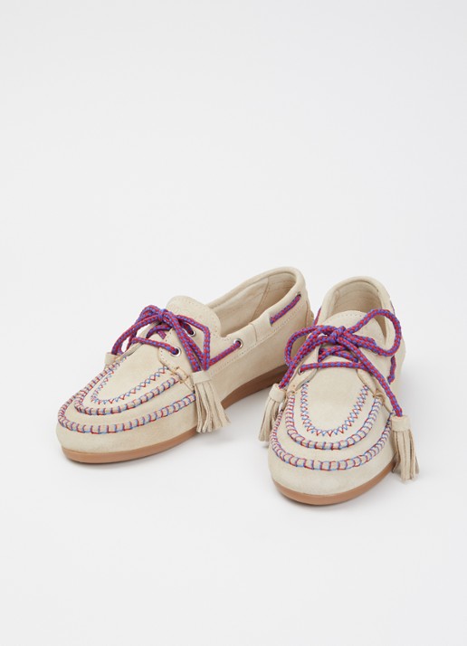 Posa Dames Bootschoen van suède in de kleur Beige, maat: 41