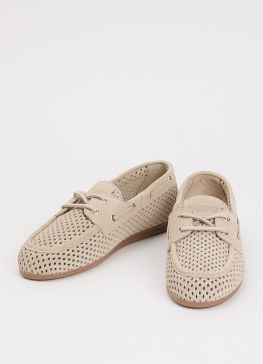 Posa Dames Bootschoen van suède in de kleur Beige, maat: 40