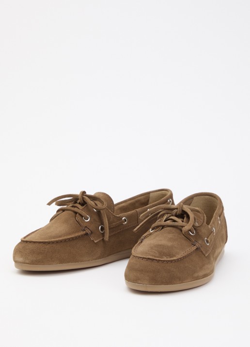 Posa Dames Bootschoen van suède in de kleur Taupe, maat: 37