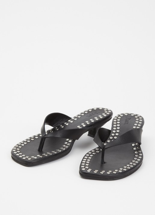 Posa Dames Mosaic sandalette van leer met studs in de kleur Zwart, maat: 36