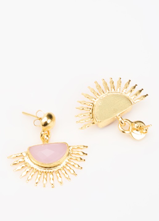 Ottoman Hands Dames Sunrise Aqua Chalcedony Drop Stud oorstekers verguld