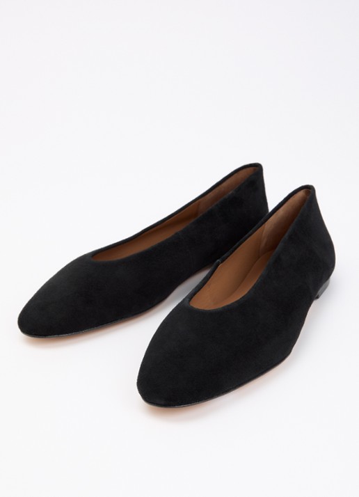 Flattered Dames Belinda ballerina van suède in de kleur Zwart, maat: 41