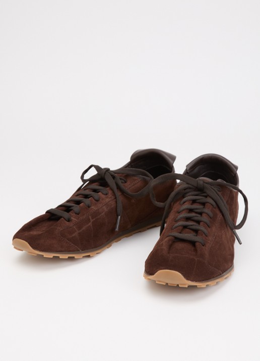 Jacquemus Heren Les Tennis sneaker van suède met crocostructuur in de kleur Hazelnootbruin, maat: 45