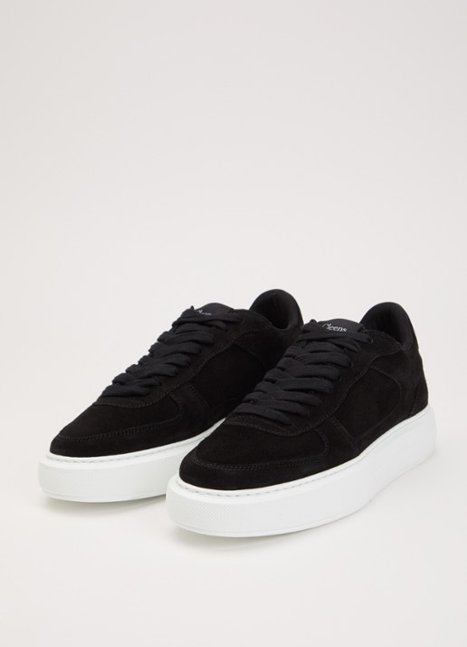 Cleens Heren Court sneaker van suède in de kleur Zwart, maat: 43