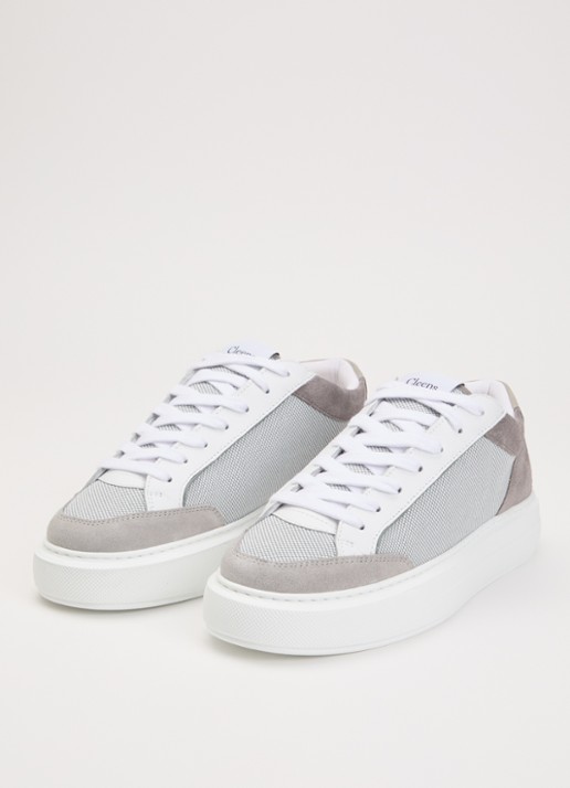 Cleens Heren Luxor sneaker met suède details in de kleur Wit, maat: 43
