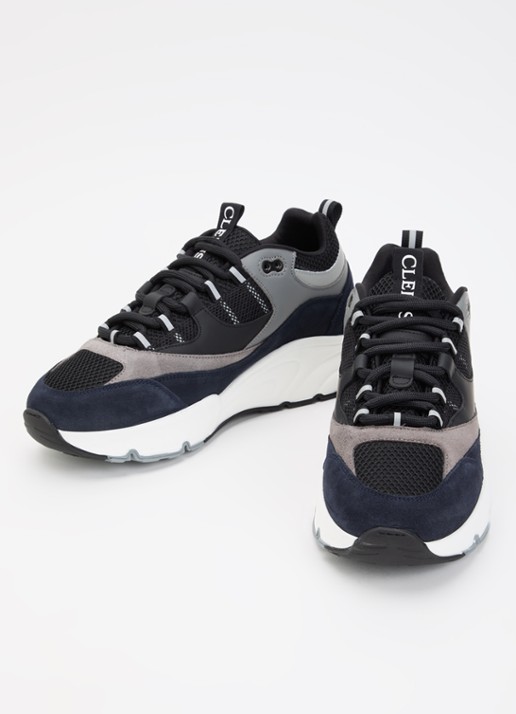 Cleens Heren Aero Runner sneaker met suède details in de kleur Donkerblauw, maat: 46
