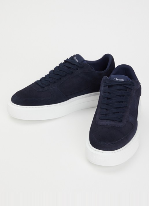 Cleens Heren Sneaker van suède in de kleur Donkerblauw, maat: 46