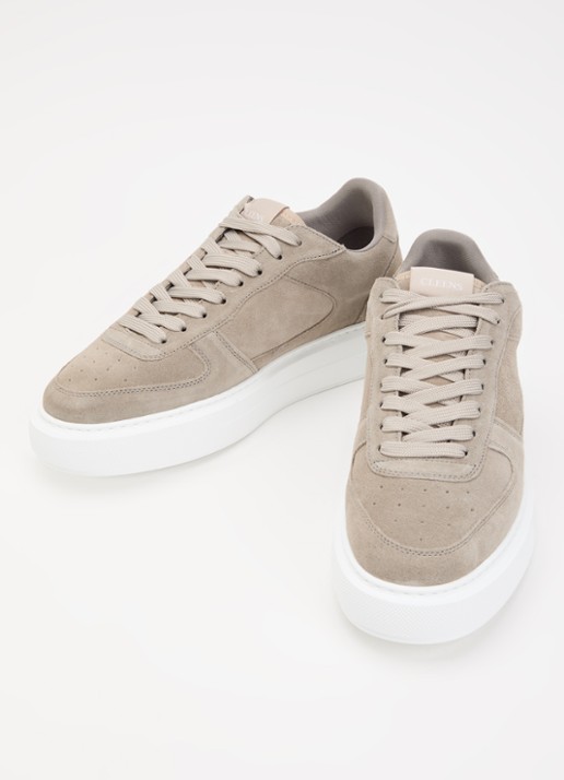 Cleens Heren Sneaker van suède in de kleur Grijs, maat: 46