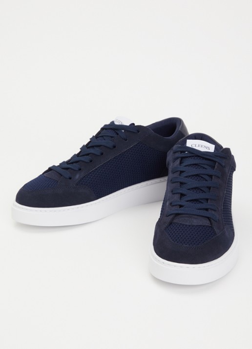 Cleens Heren Luxor sneaker met suède details in de kleur Donkerblauw, maat: 46