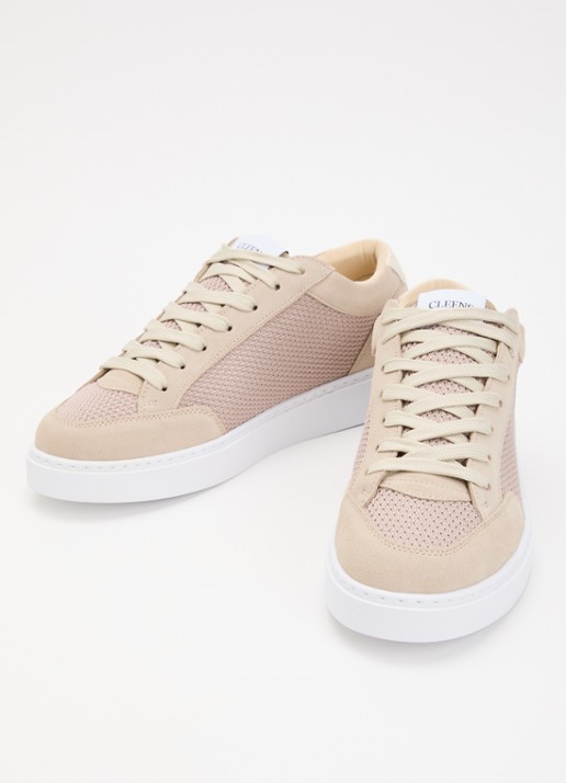 Cleens Heren Luxor sneaker met suède details in de kleur Beige, maat: 46