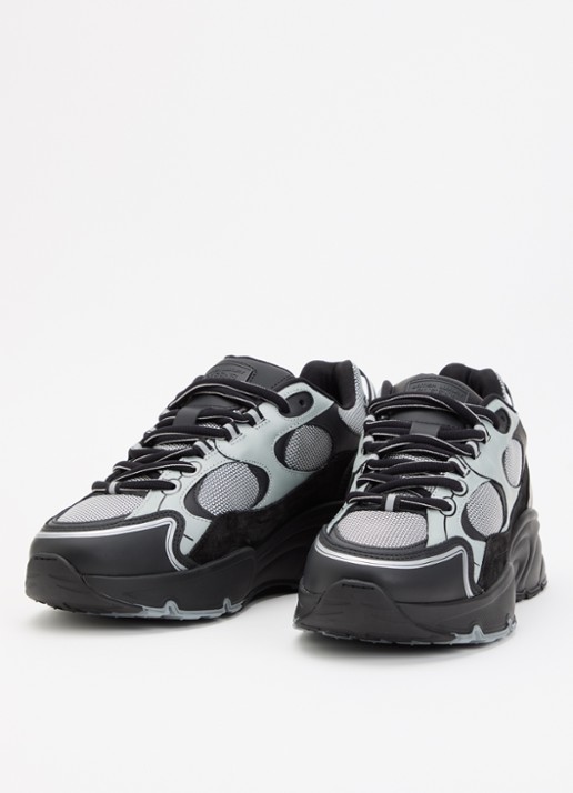 Cleens Heren Pulse Runner sneaker met leren details in de kleur Zwart, maat: 46