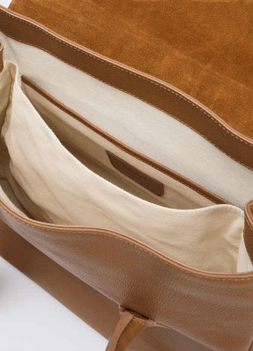 Flattered Dames Lydia schoudertas van leer met structuur in de kleur Cognac, maat: 1SZ