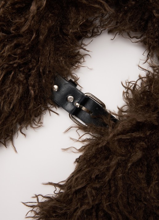 Gestuz Dames Choa poncho van imitatiebont met riem in de kleur Donkerbruin