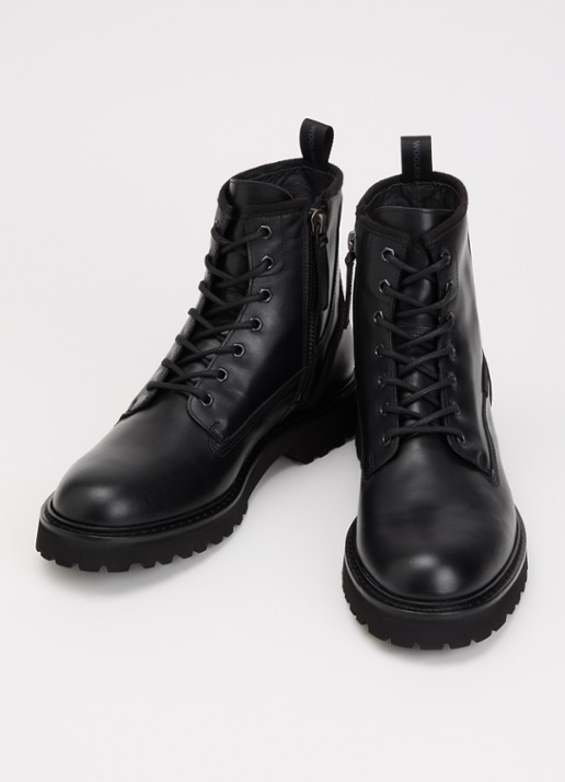 Woolrich Heren Veterboot van kalfsleer in de kleur Zwart, maat: 40