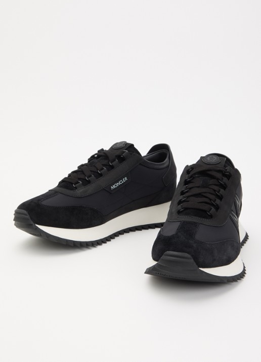 Moncler Heren Pacey2 sneaker met details van nubuck en suède in de kleur Zwart, maat: 45