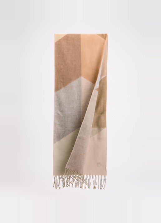Fraas Dames Sjaal met print 180 x 35 cm in de kleur Beige, maat: 35/200