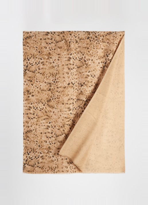 Fraas Dames Sjaal met dierenprint en glitter 70 x 190 cm in de kleur Bruin, maat: 70/182