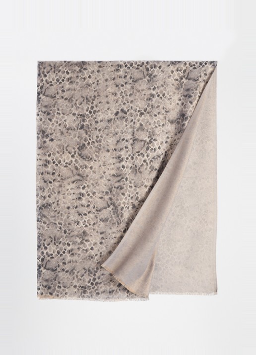 Fraas Dames Sjaal met dierenprint en glitter 70 x 190 cm in de kleur Grijs, maat: 70/182