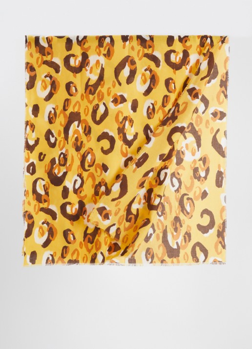 Fraas Dames Sjaal met dierenprint 70 x 190 cm in de kleur Geel, maat: 84/180