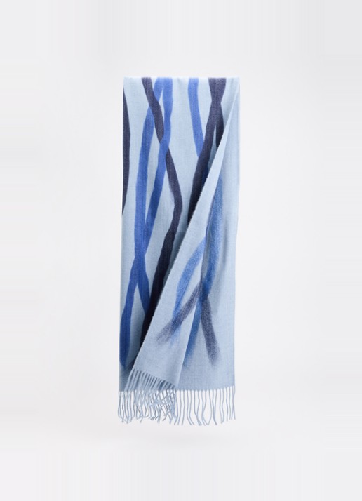 Fraas Dames Sjaal met print 180 x 73 cm in de kleur Lichtblauw, maat: 65/190