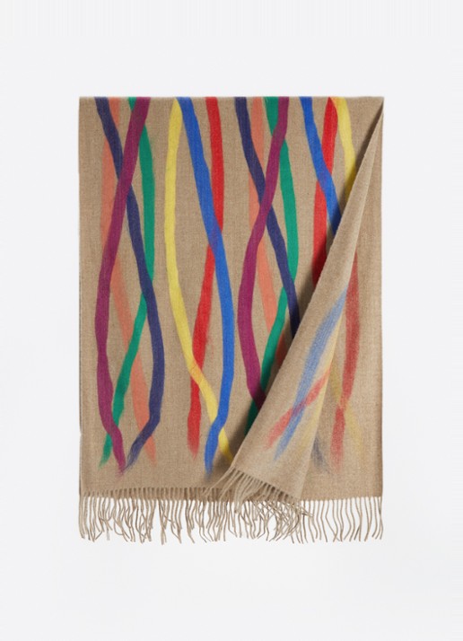 Fraas Dames Sjaal met print 180 x 73 cm in de kleur Beige, maat: 65/190