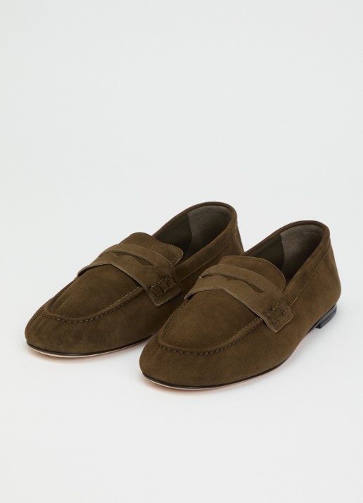 Dear Frances Dames Balla loafer van suède in de kleur Mosgroen, maat: 41