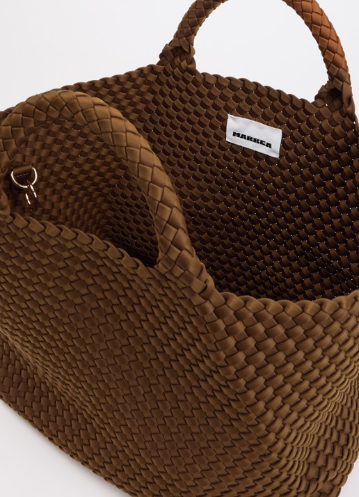 Marrea Dames Large handtas met gevlochten details in de kleur Bruin, maat: OS