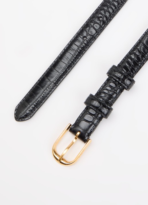 Nili Lotan Dames Jane riem van kalfsleer met crocostructuur in de kleur Zwart, maat: 90