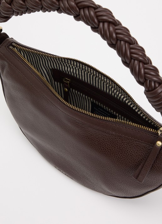 O My Bag Dames Leo schoudertas van leer met gevlochten detail in de kleur Bruin, maat: 1SZ