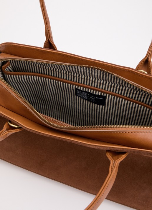 O My Bag Dames Alma schoudertas van suéde met afneembare schouderriem in de kleur Cognac, maat: 1SZ