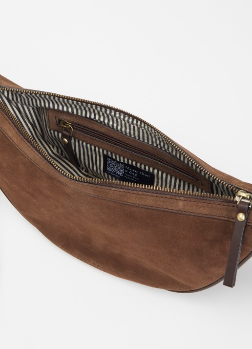 O My Bag Dames Leo Midi schoudertas van suéde met details van leer in de kleur Chocoladebruin, maat: 1SZ