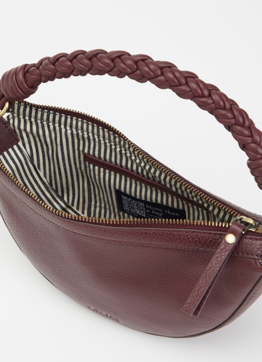 O My Bag Dames Leo Mini handtas van leer met afneembare schouderriem in de kleur Aubergine, maat: 1SZ