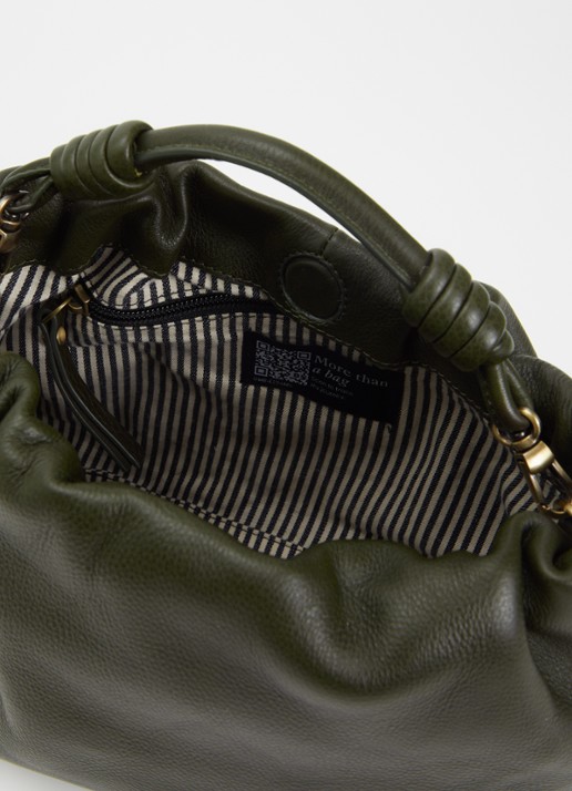 O My Bag Dames Kiki Midi handtas van leer met afneembare schouderriem in de kleur Mosgroen, maat: 1MAAT