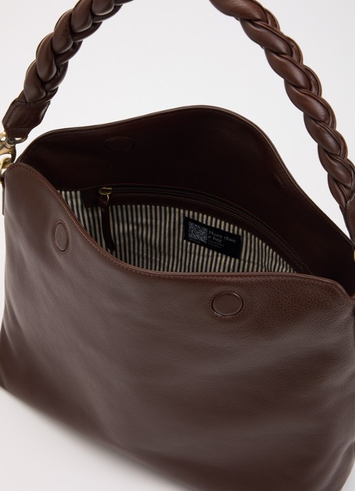 O My Bag Dames Sienna schoudertas van leer met afneembare schouderriem in de kleur Chocoladebruin, maat: 1MAAT