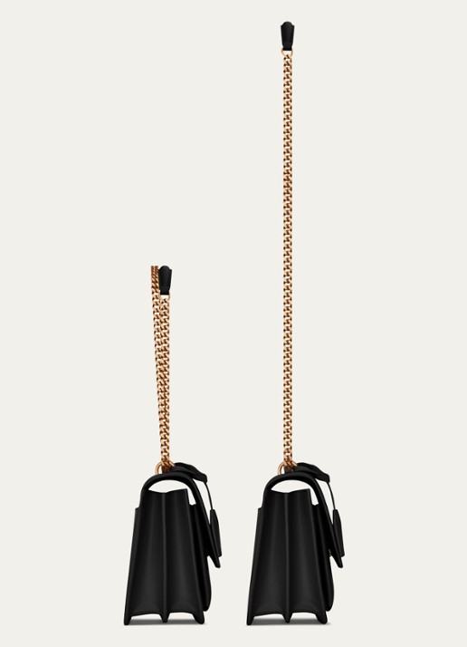 Saint Laurent Dames Sunset Medium schoudertas van kalfsleer in de kleur Zwart