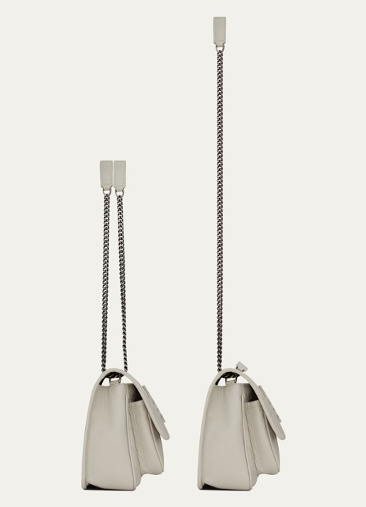 Saint Laurent Dames Niki Baby schoudertas van kalfsleer in de kleur Gebroken wit