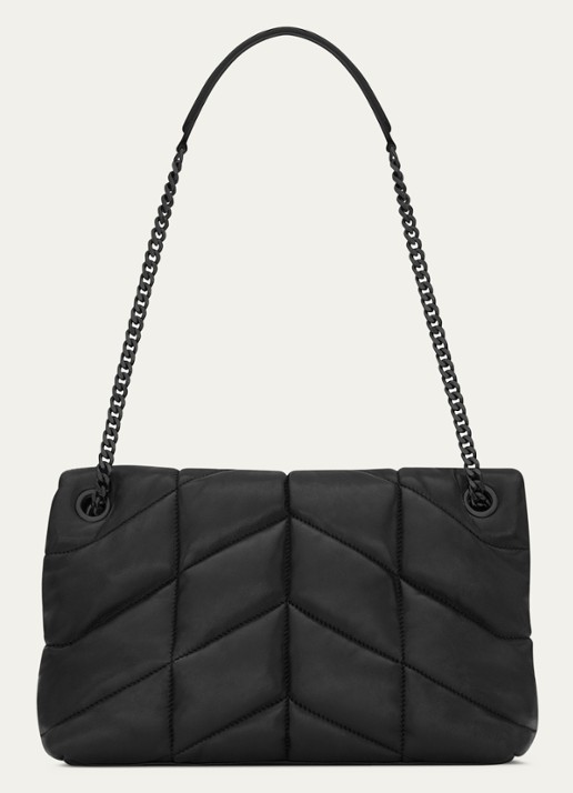 Saint Laurent Dames Puffer Small schoudertas van quilted lamsleer in de kleur Zwart