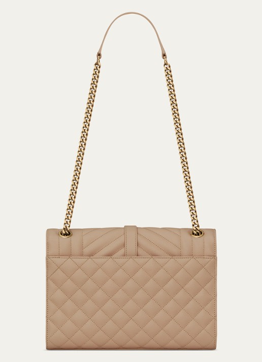 Saint Laurent Dames Envelope Medium schoudertas van kalfsleer in de kleur Beige