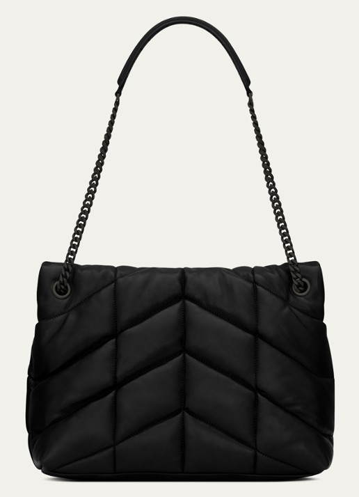 Saint Laurent Dames Puffer Medium schoudertas van quilted lamsleer in de kleur Zwart