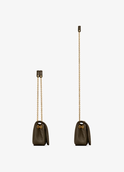 Saint Laurent Dames Jamie 4.3 Mini schoudertas van lamsleer in de kleur Bronsgroen