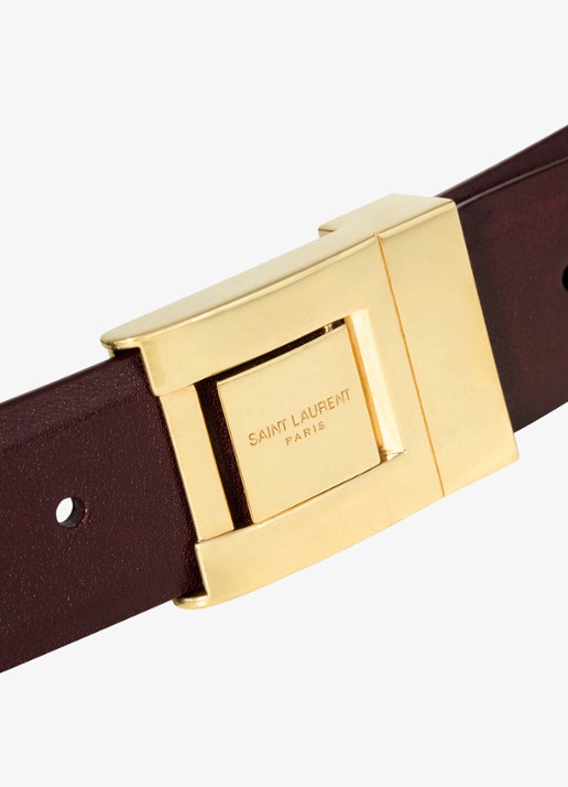 Saint Laurent Dames La 76 riem van kalfsleer in de kleur Bordeauxrood