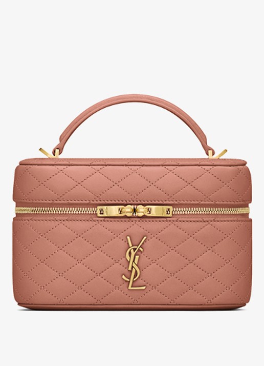Saint Laurent Dames Gaby Vanity handtas van lamsleer in de kleur Oudroze