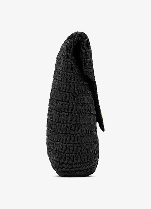 Saint Laurent Dames Cassandre Large clutch van raffia in de kleur Zwart